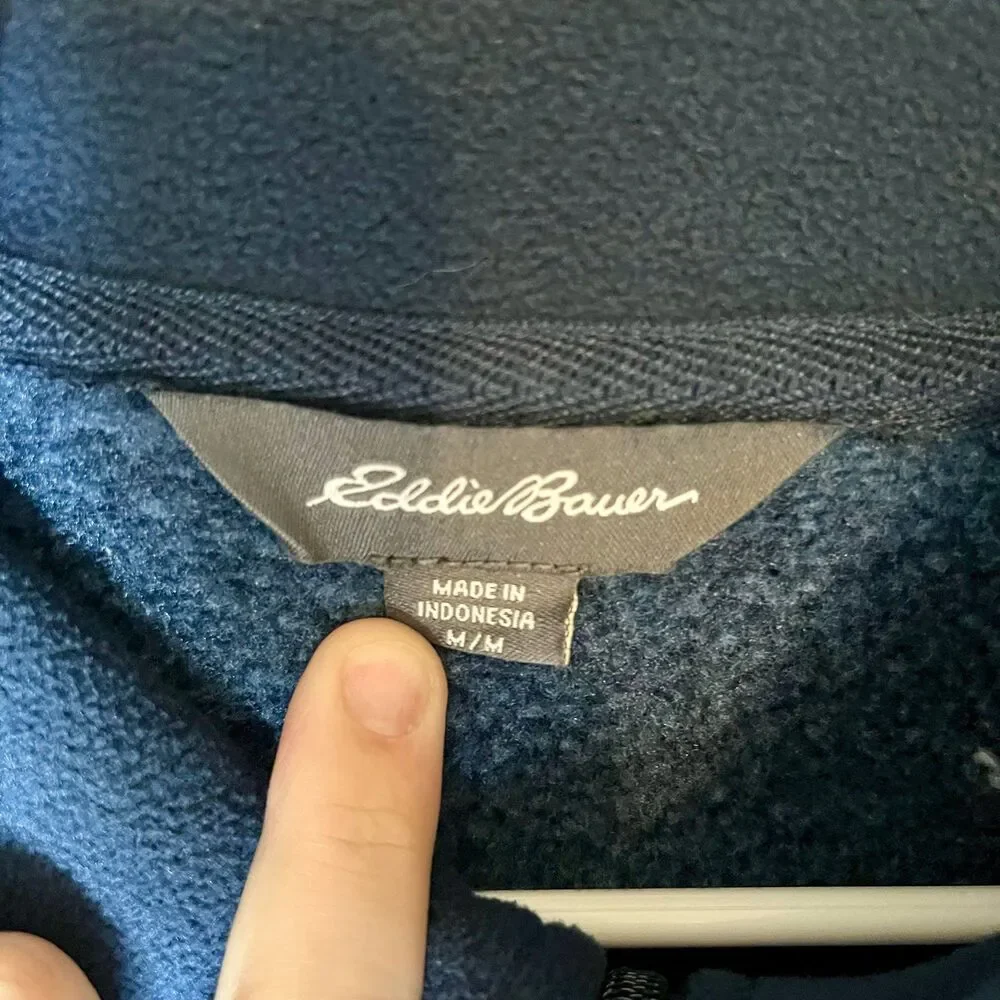 Eddie Bauer Blue Quarter Zip Long Sleeve Sweater Men’s Size M Pocket Pullover